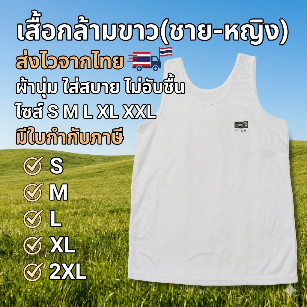 (แพ็ค 3ตัว /6 ตัว) เสื้อกล้าม นักเรียนชายหญิง เสื้อซับสีขาว ผ้าใส่สบาย ผ้าคอตตอน เสื้อกล้ามป้ายดำ ป้าย Janf