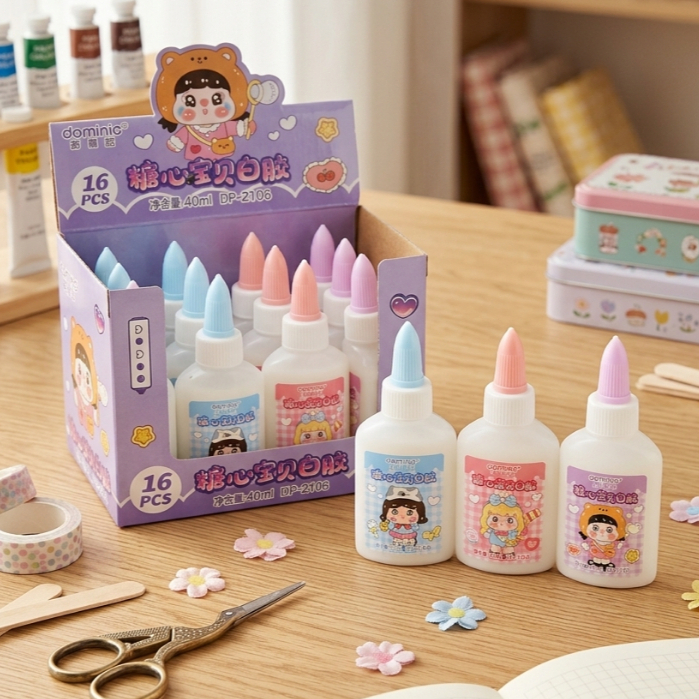 🎀 กล่อง 16 หลอด (2104) กาวลาเท็กซ์ 60 ml. ✏️DOMINIC กาวลาเท็กซ์ กาวขาว  กาวสีขาวสำหรับงานฝีมือล้างทำความสะอาดได้ DIY