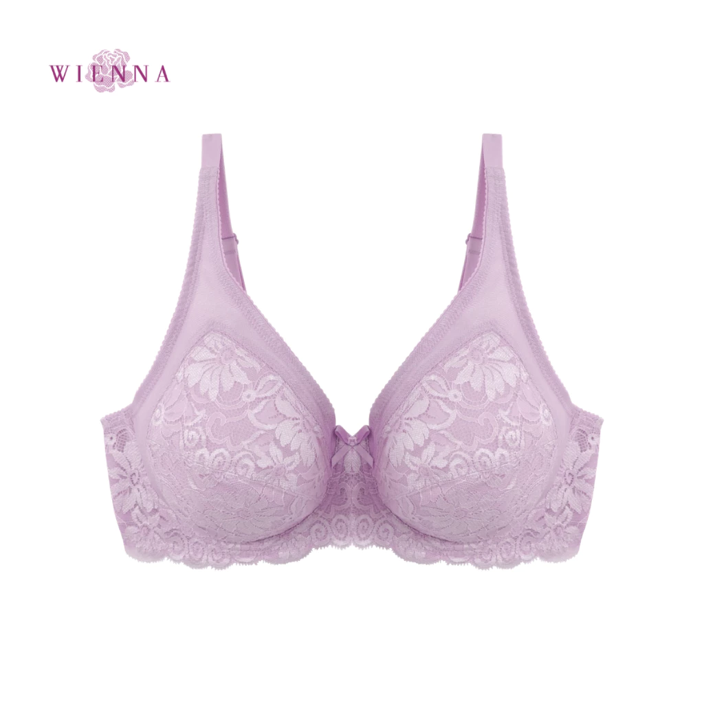 WIENNA Best Seller เสื้อชั้นใน Beauty 5 Cup DB23558 ไซซ์ใหญ่ สีเนื้อ ดำ ฟ้า ม่วง (Tulip Carnation)