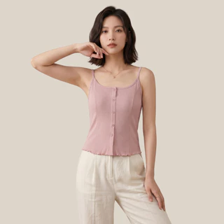 WsimpleBra | Lalin Camisole เสื้อสายเดี่ยว กระดุมกลางอก มีบราในตัว เลิกใส่ชุดชั้นในและซิลิโคลปิดจุก