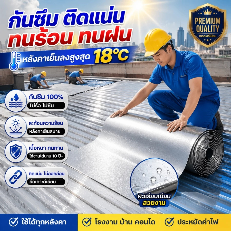 แผ่นฟอยล์กันความร้อน 7 มม. ฉนวนกันความร้อนหลังคา ลดความร้อน กันน้ำ ไม่ลามไฟ ประหยัดค่าไฟ ใช้ได้กับบ้าน โรงงาน ตู้คอนเทนเ