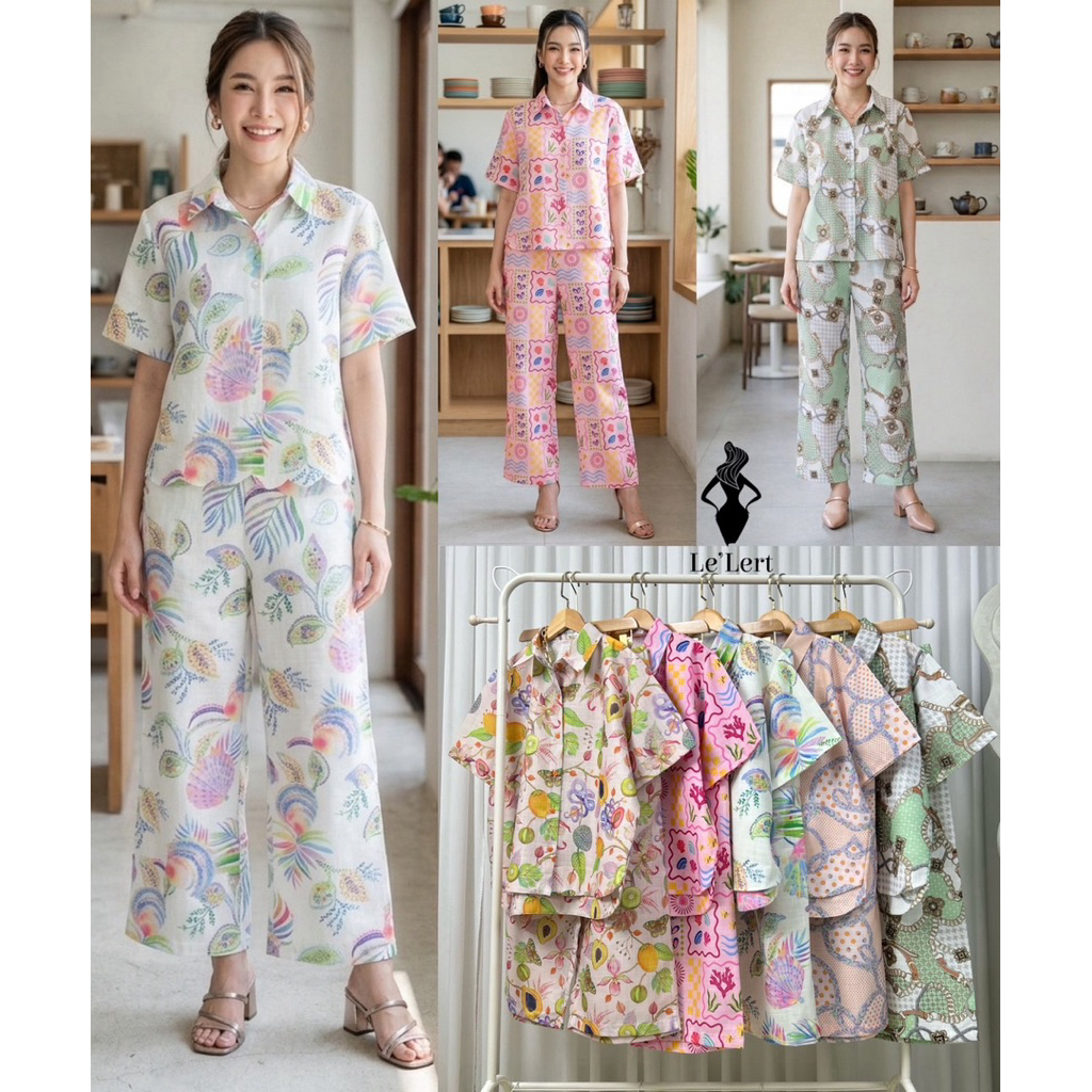 ชุดเซ็ตลินินญี่ปุ่นพิมพ์ลายสวยงามเนื้อผ้ายับยากไม่ต้องรีดFreesize