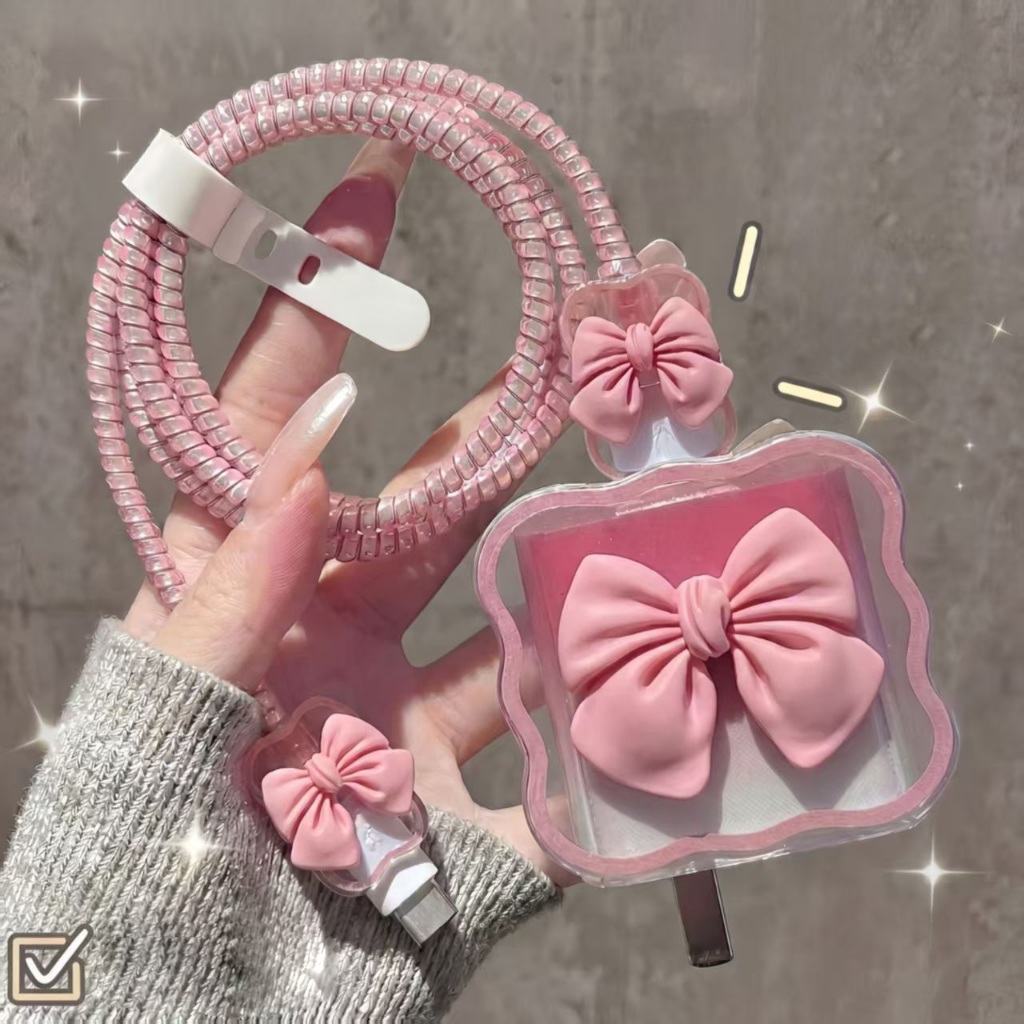 เคสถนอมสายชาด เคสถนอมสายชาร์จ ชุดถนอมสายชาร์จลายการ์ตูน ชุดถนอมสายชาร์จ For iPhone 20W/18Wเคสหัวชาร์จไอโฟน