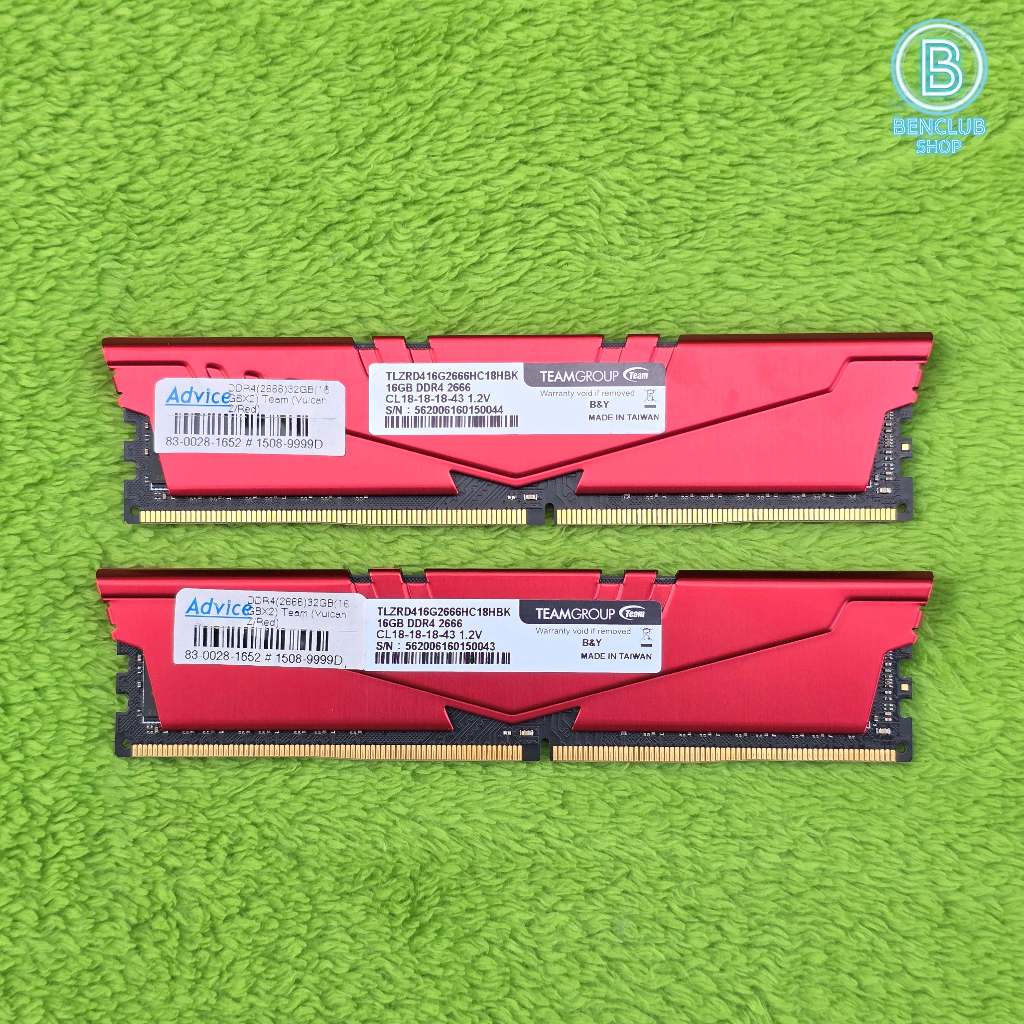 RAM (แรม) TEAMGROUP T-FORCE VULCAN Z DDR4 32GB (2X16) 2666MHz สินค้ามือสอง