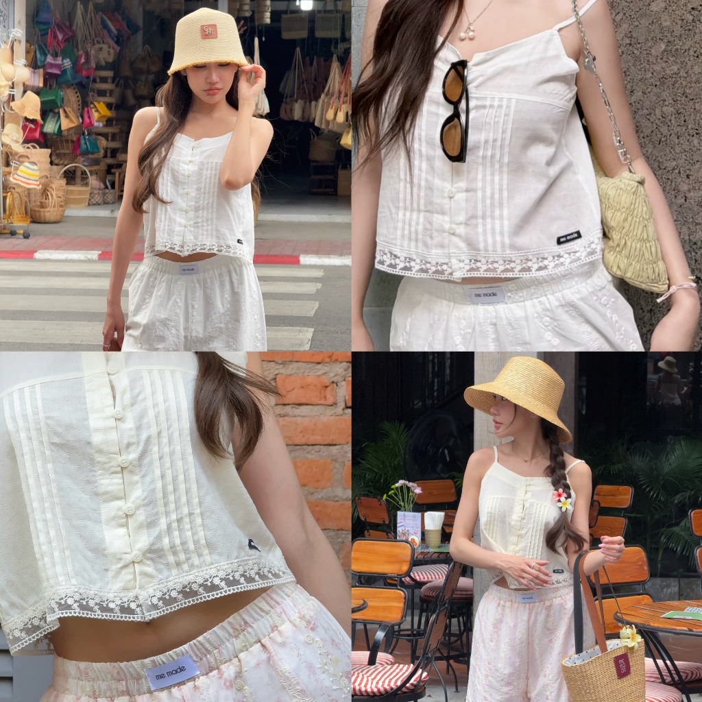 memade. เสื้อสายเดี่ยว ผ้าคอตตอนลายลูกไม้