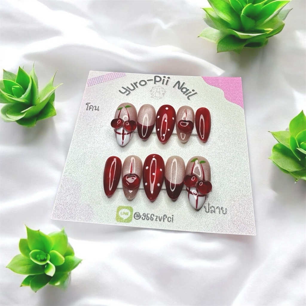 เล็บปลอมพร้อมส่ง (ไซส์ M) S ติดได้ ความยาวสั้นกุด-ยาวกลาง-ยาว💅 ฟรีกาวชมพู+ตะไบทุกชุด