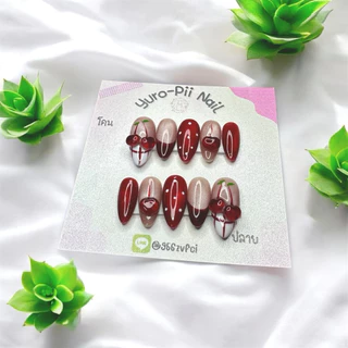 เล็บปลอมพร้อมส่ง (ไซส์ M) S ติดได้ ความยาวสั้นกุด-ยาวกลาง-ยาว💅 ฟรีกาวชมพู+ตะไบทุกชุด