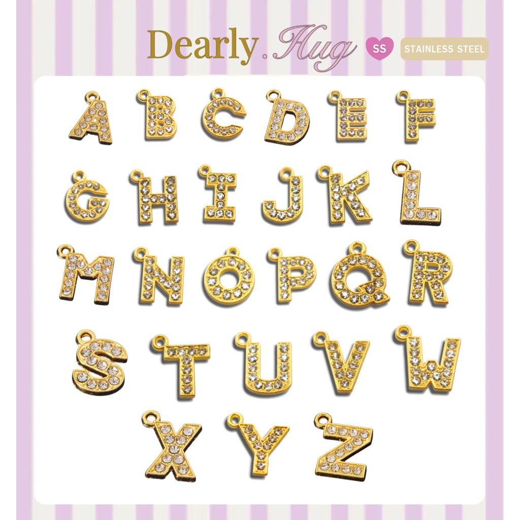 Dearly.Hug- Gold Stainless Steel Letter Charm จี้ตัวอักษรสแตนเลสสีทอง