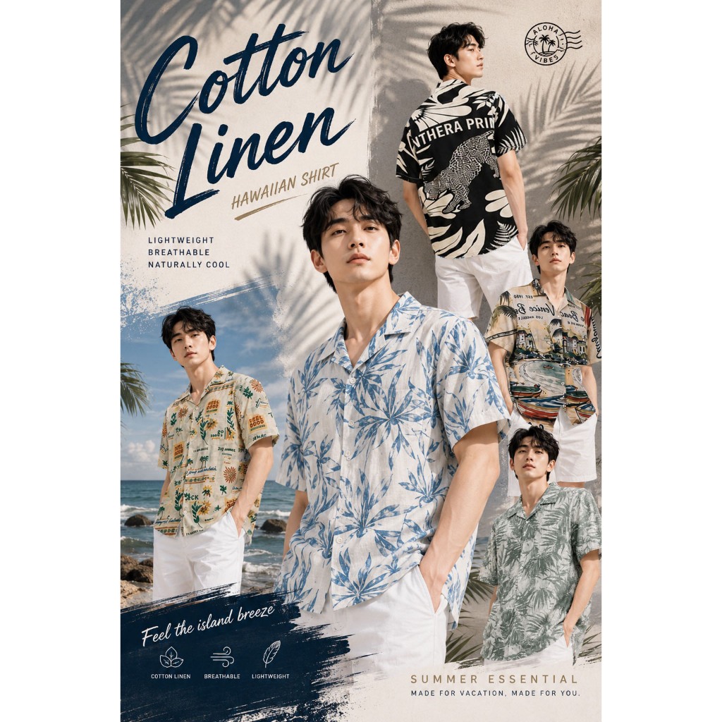[เหลือ157฿ใส่โค้ดMAYINC30] เสื้อเชิ้ตคอฮาวาย พิมพ์ลาย