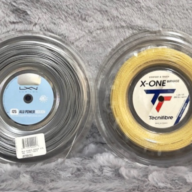 เอ็นไม้เทนนิสไฮบริด Luxilon Alu power rough กับ Tecnifibre x one biphase (แบ่งขาย)