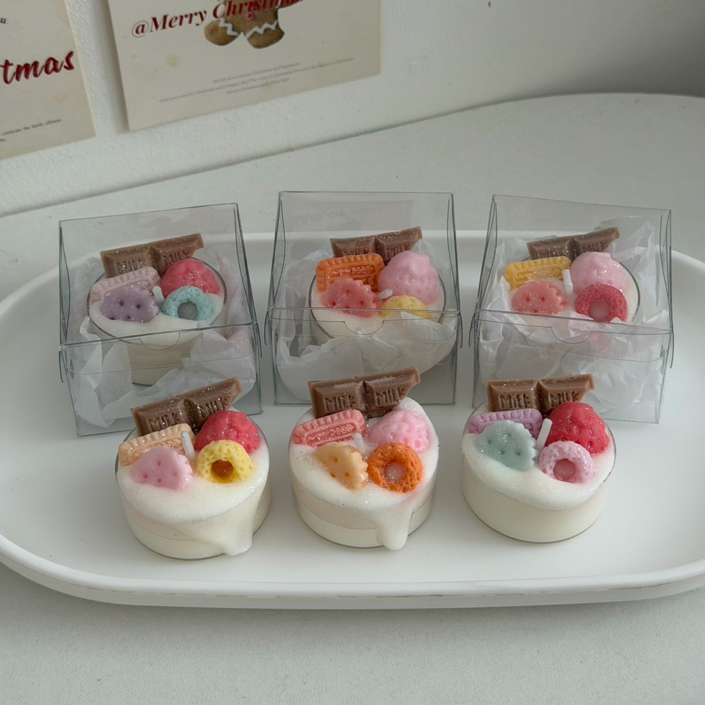 เทียนหอม mini cake🍰 20g ของขวัญน่ารักๆ (พร้อมกล่อง+โบว์)