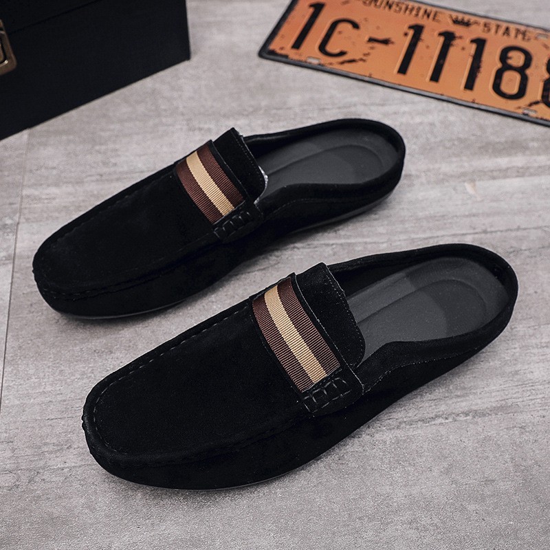 Koprui รองเท้า Lazy Suede พื้นคอร์ก วินเทจ แบบสวม หัวปิด ครึ่งรองเท้า ใส่สบาย