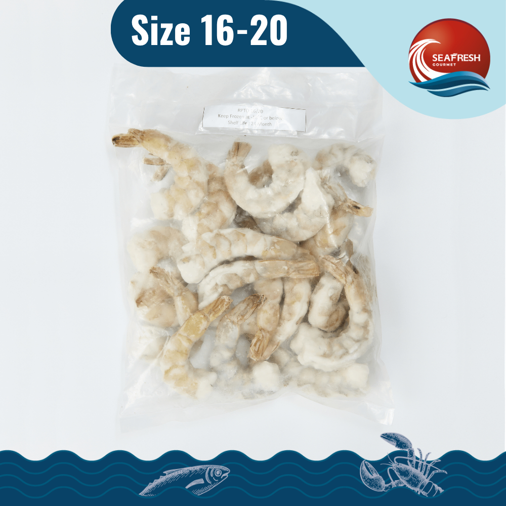 กุ้งสดแกะเปลือกผ่าหลังไว้หางแช่แข็ง 16/20 Pack 500 G (NW100%)