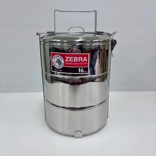 ( 1 ชิ้น) ปิ่นโตสเตนเลส ZEBRA SUS304 ขนาด 16x3 ชั้น