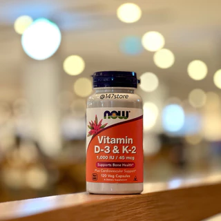 [แท้100%] NOW Vitamin D3 + K2 1,000 IU/45 mcg | วิตามินดี3 + เค2 | บำรุงกระดูก หัวใจ ภูมิคุ้มกัน | USA | 120 แคปซูล