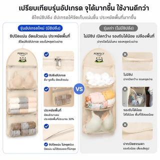 HOKEMP 3 ชั้น ชั้นเก็บผ้า ลายแพนด้า ที่เก็บถุงเท้า ชุดชั้นใน สามชั้น ใส่เสื้อผ้า เก็บผ้า ถุงเก็บผ้า เก็บกระเป๋