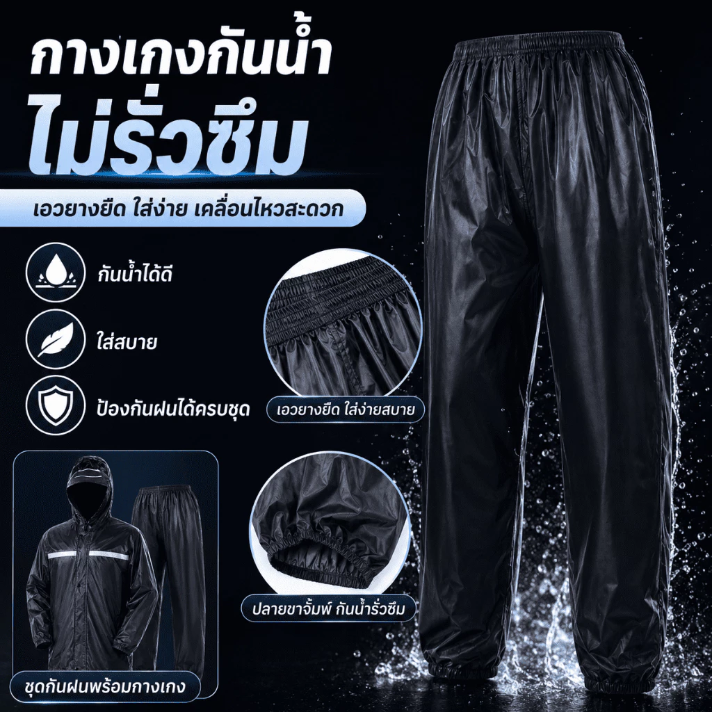 KAWI ชุดกันฝน 2 ชิ้น เสื้อและกางเกง มีแถบสะท้อนแสง thumbnail 8