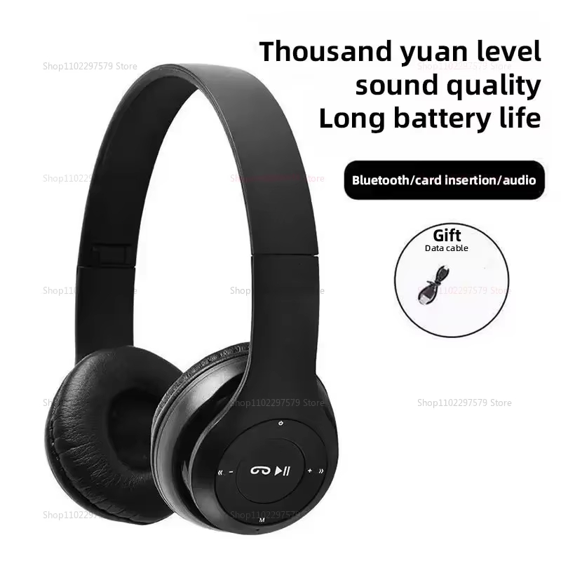P47 Bluetooth Earphones Head mounted Wireless Dual Bass Universal
