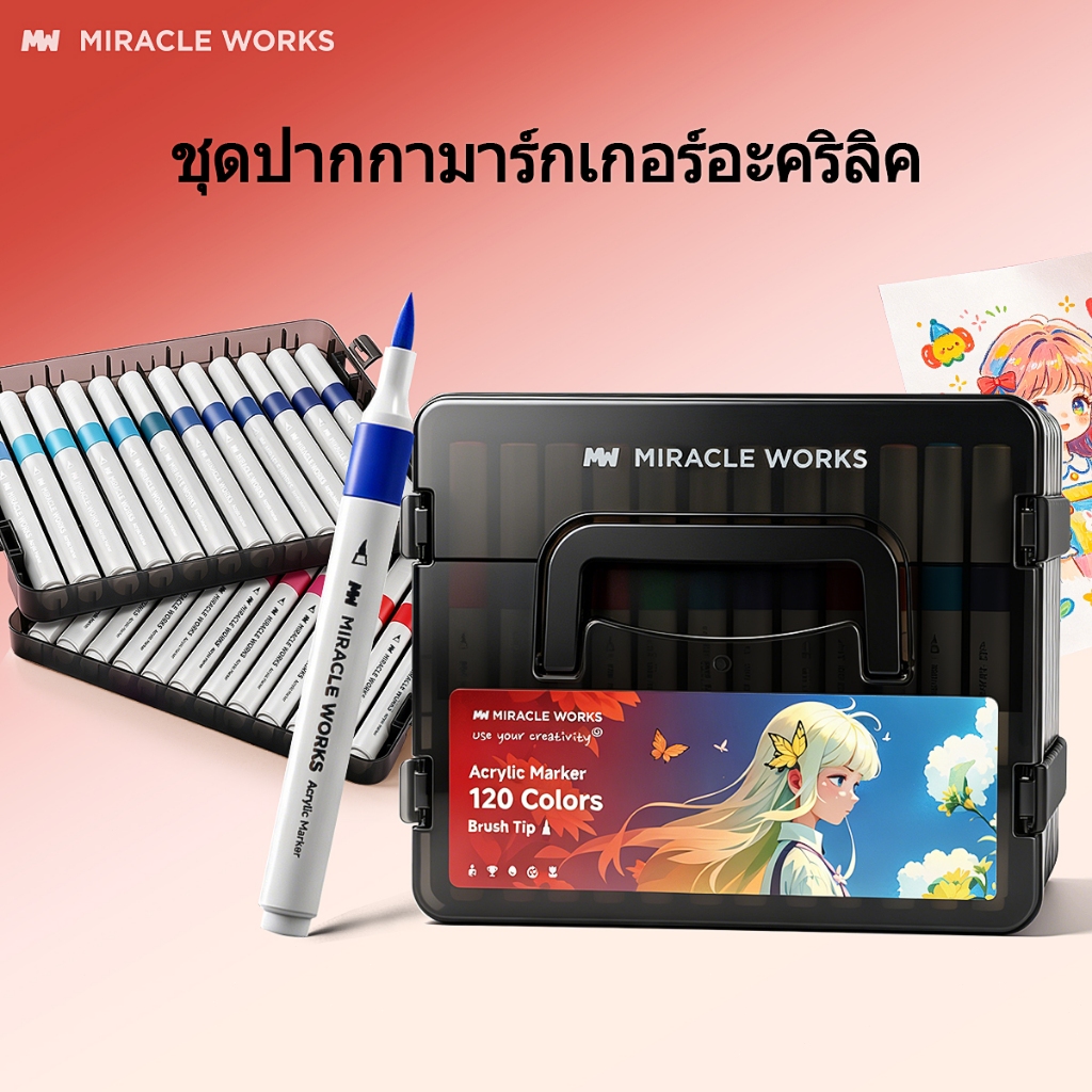MW 24/36/48/60/80/120 สี ปากกามาร์กเกอร์ไฮไลท์ Acrylic marker สำหรับวาดภาพบนผ้าใบ แก้วหิน แก้ว