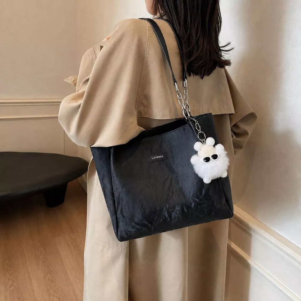 กระเป๋าผ้า Tote bag กระเป๋าโท้ทหนังแฟชั่นสำหรับผู้หญิง กระเป๋าสะพายไหล่หรูหราและอินเทรนด์