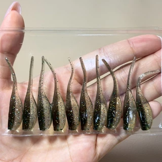 เหยื่อยางทรงกาแลน ยาว5cm มี10ชิ้น เหยื่อปลอมตกปลากะพง GL1