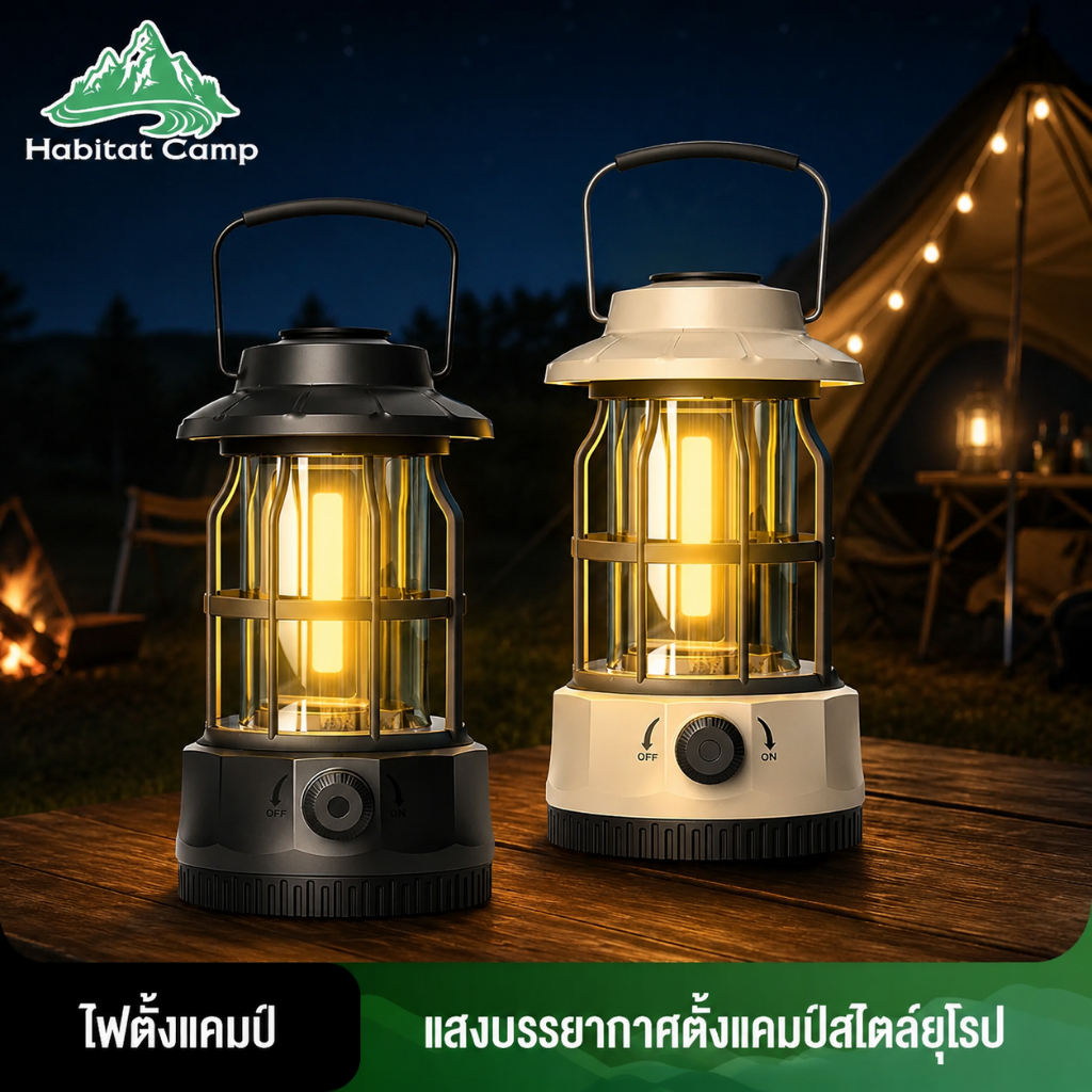 Habitat Camp ไฟตั้งแคมป์กลางแจ้ง ใช้งานได้ยาวนาน การปรับแสงแบบไม่มีขั้นสุด ชาร์จแบตได้  ขนาดพกพา อุปกรณ์ให้แสงสว่าง