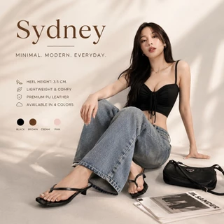 Rarin รุ่น [ Sydney ] Sandals heels 1 inch 36-41 รองเท้าแตะมีส้น ความสูง 1 นิ้ว **เท้าไม่เรียวบวกเพิ่ม 1 ไซส์**