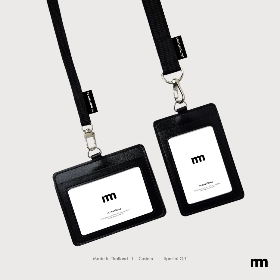 𝐋𝐄𝐀𝐓𝐇𝐄𝐑 𝐂𝐀𝐑𝐃 + 𝐒𝐓𝐑𝐀𝐏 𝟗𝟎 𝐜𝐦. [มีบริการ SCREEN ชื่อ] ที่ใส่บัตรแบบหนัง + สายสามารถใส่บัตรได้หน้าหลัง มีช่องใส่บัตร 2 ช่อง