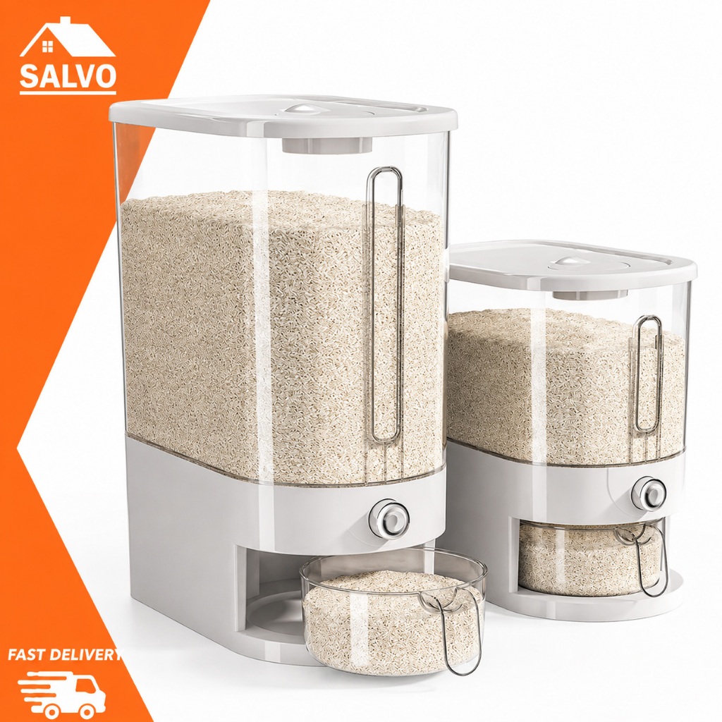 SALVO ถังข้าวสาร ถังใส่ข้าวสาร 10/20G กล่องเก็บข้าวสาร Rice Storage Bucket และกันแมลง กล่องเก็บอาหารแห้ง