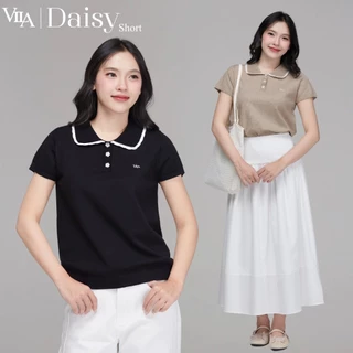 VILA I VL130 Daisy Short เสื้อไหมพรมแขนสั้น กระดุมดอกไม้