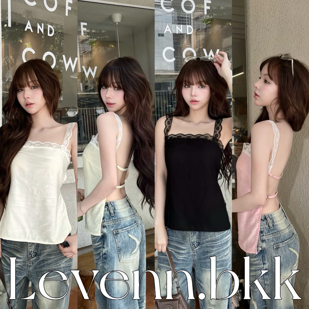 Levenn.bkk • Stella Top เสื้อสายเดี่ยว(เนื้อผ้าบางมากไม่มีซับนะคะ) แต่งลูกไม้ระบายอก หลังเว้า สวย น่ารัก แมทง่าย
