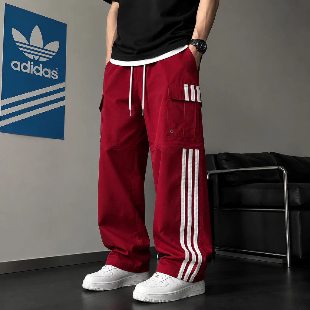 ADIDASกางเกงคาร์โก้ 2IN1 ถอดขาได้ กระเป๋าหลายช่อง Unisex กางเกงขายาวลำลอง