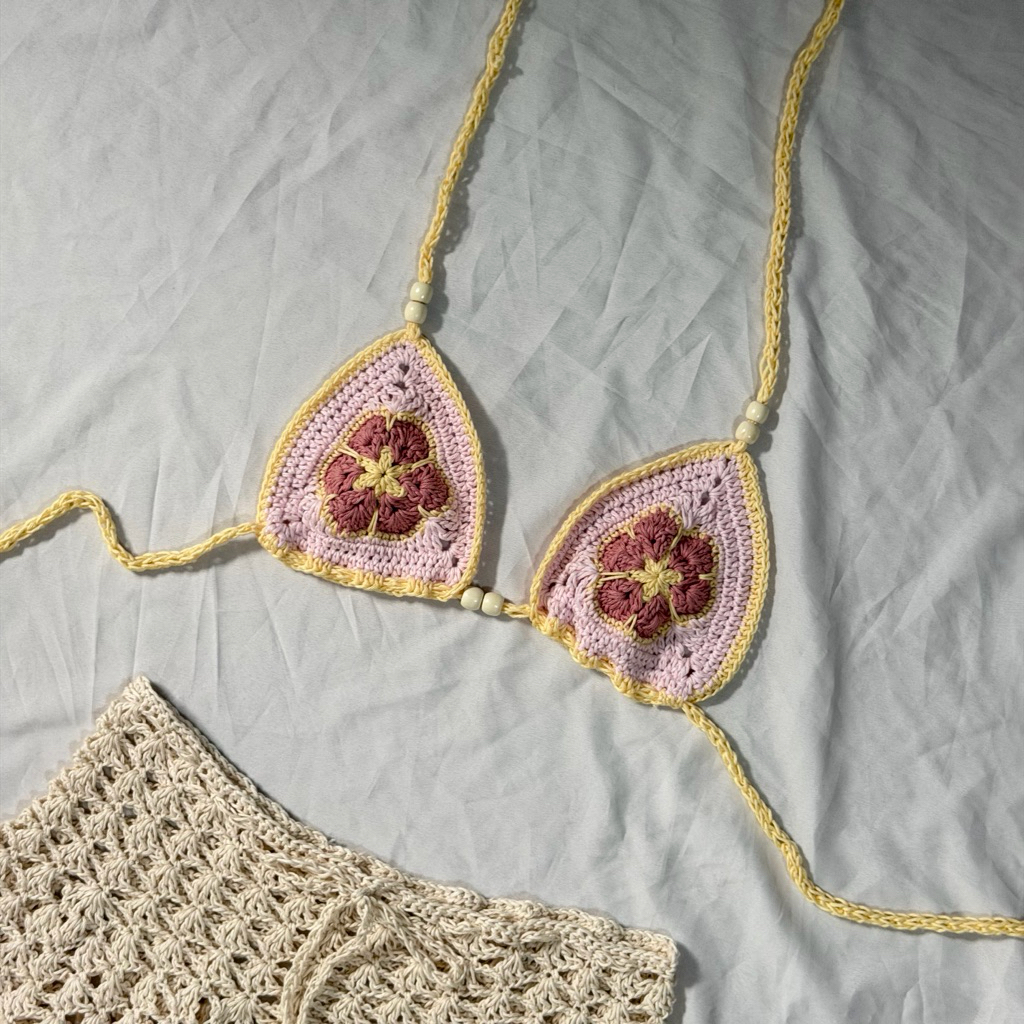 บรา บิกินี่ถักไหมพรม | Crochet Bra Top🐚🌺