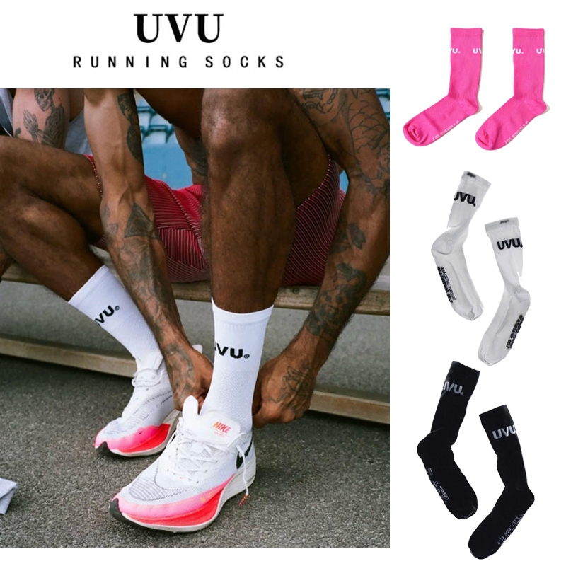 พร้อมส่ง!! UVU Running Sock (Black/White)Training Socks ถุงเท้าสูง unisex ไซส์ S/M L/XL