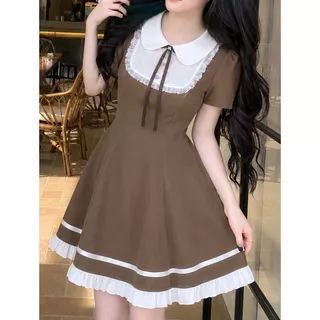 EVIOVIO (S-4XL)😍เดรส Coquette ปกลูกไม้ ซิปหลัง พรางหุ่น ถ่ายรูปขึ้นกล้อง ลุคคุณหนูเกาหลี เดรสสาวอวบ ชุดสาวอวบ พร้อมส่ง