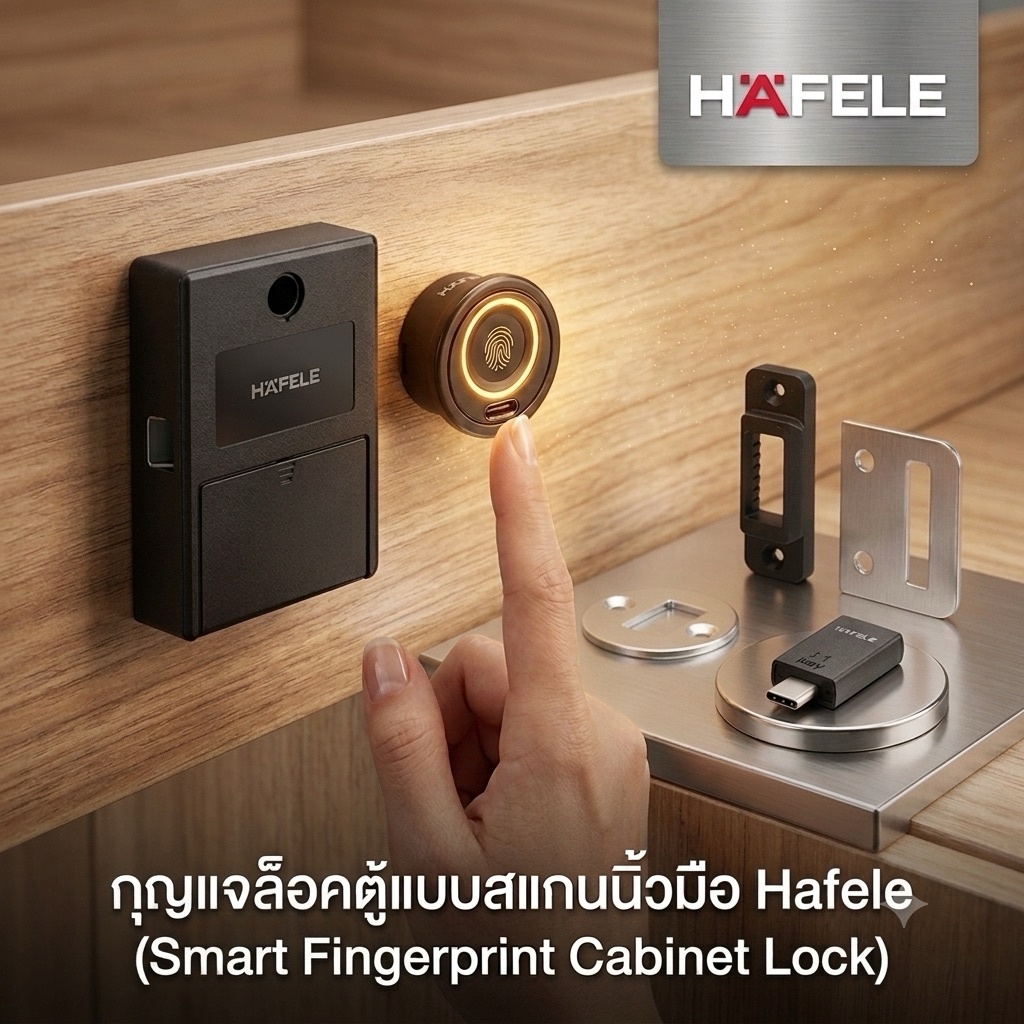 Hafele 492.01.008 KABI-SLIM กุญแจล็อกเฟอร์นิเจอร์ สแกนลายนิ้วมือ