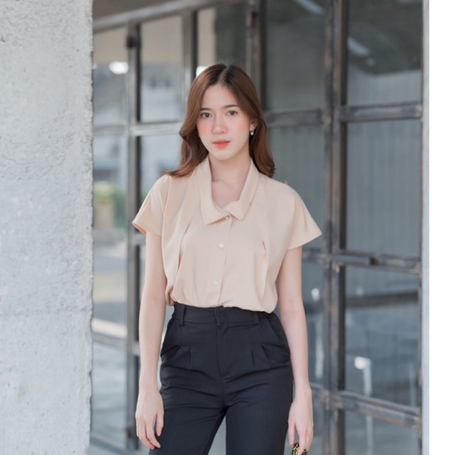 🚀มีส่งด่วน!!💥🇹🇭 เสื้อทำงานคอปกบัว ดีเทลจีบปลายแขน #l154SHOP_742