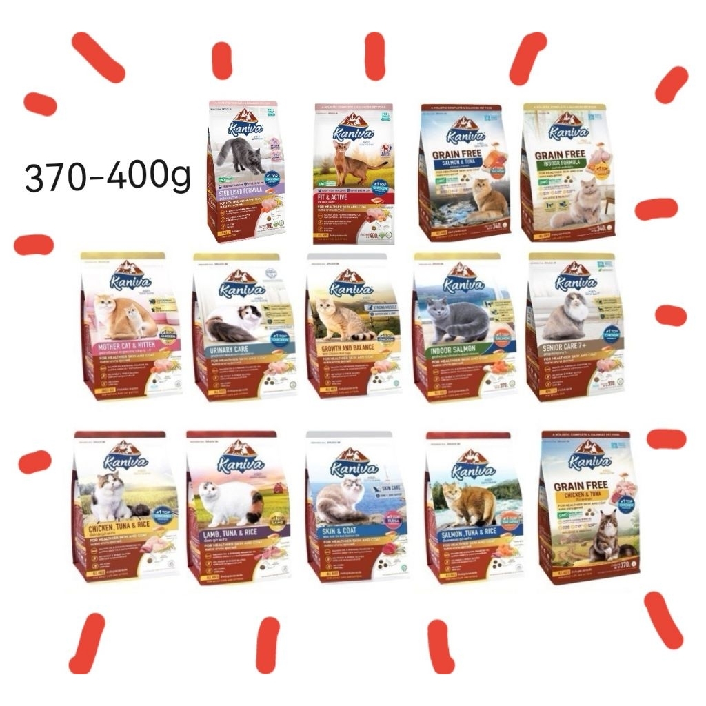 Kaniva​ ถุงจิ๋ว​ มีของแถมเทสเตอร์​ อาหารแมว คานิว่า ขนาด 370 - 400 กรัม​ แถมฟรีเทสเตอร์คละแบบ