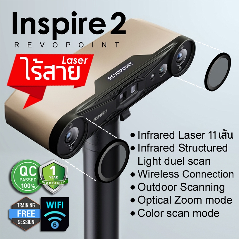 3d scanner Revopoint Inspire 2 laser wireless เครื่องสแกน3มิติ รุ่น Inspire2 ไร้สาย เลเซอร์