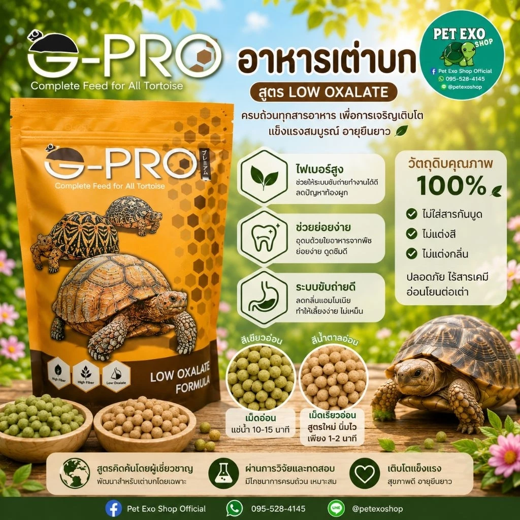 🐢🐢[ใหม่สุดExp26/10/2027]อาหารเต่าบก Ganzhu - Pro แพคเกจ1kg. พร้อมส่งทุกวัน🐢🐢