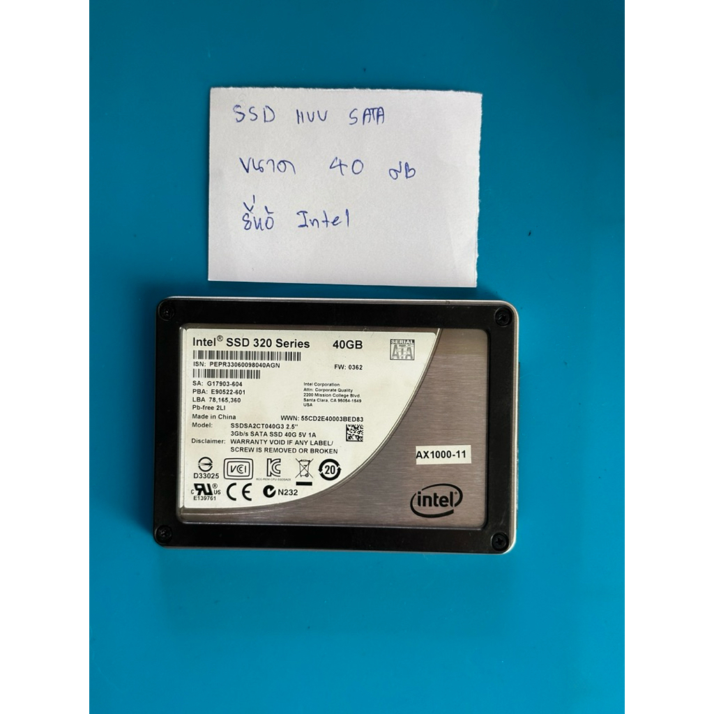 SSD มือสอง / Intel SSD 320 Series ขนาด 40GB รุ่น SSDSA2CT040G3 ขนาด 2.5นิ้ว /แบบ SATA
