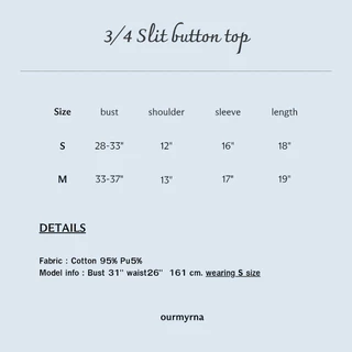 3/4 slit button top (navy)