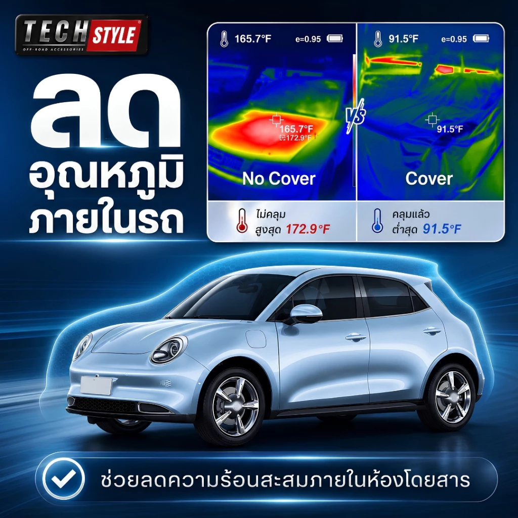 ผ้าคลุมรถยนต์ 3 ชั้น เกรดพรีเมี่ยม กันน้ำกันฝน100% หนานุ่ม ไม่ทำร้ายสีรถ กันความร้อนภายในรถ(หนาพิเศษ thumbnail 8