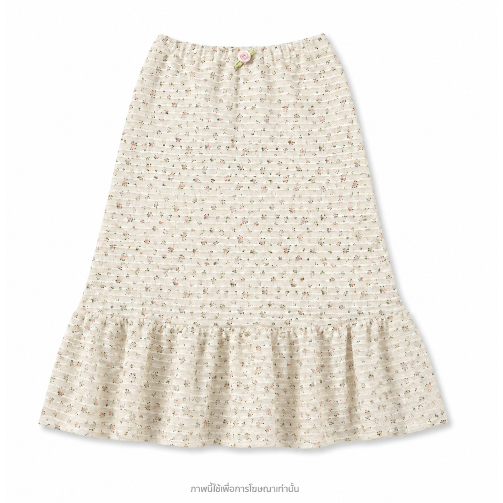 ÉTOILE BNK GIRL FRIEND SKIRT กระโปรงระบาย เนื้อผ้าพิมพ์ลาย เอวสม็อกยางยืด