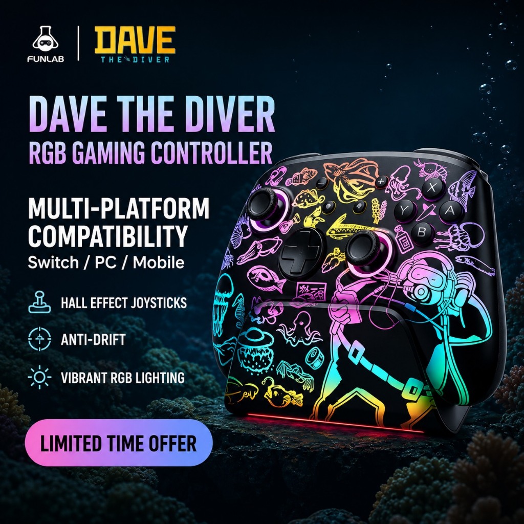 [Pre-Order] จอยอนาล็อค FUNLAB × Dave the Diver Wireless Pro Controller + RGB Charging Dock 🎮