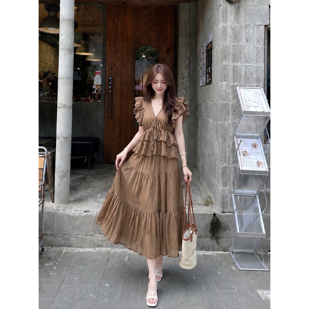 🐇Rosalie Dress ชุดเซ็ต 2 ชิ้น เสื้อแขนระบาย+กระโปรงยาว