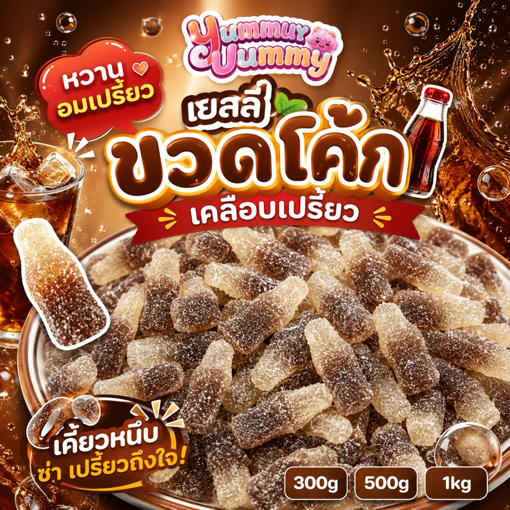เยลลีขวดโค้ก หวานอมเปรี้ยว