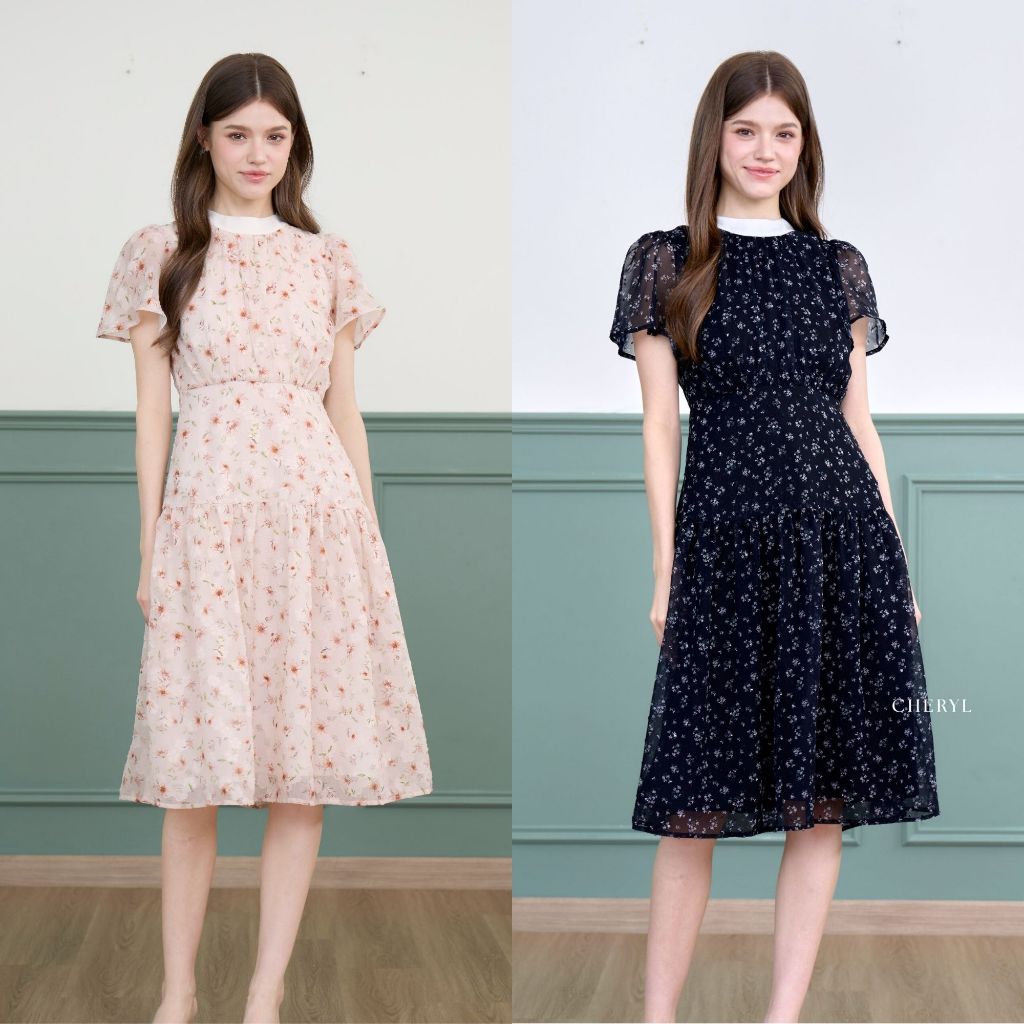 Cheryl brand - Venetia Dress Floral Print / เดรสลายพิมพ์ดอกไม้ แขนระบาย