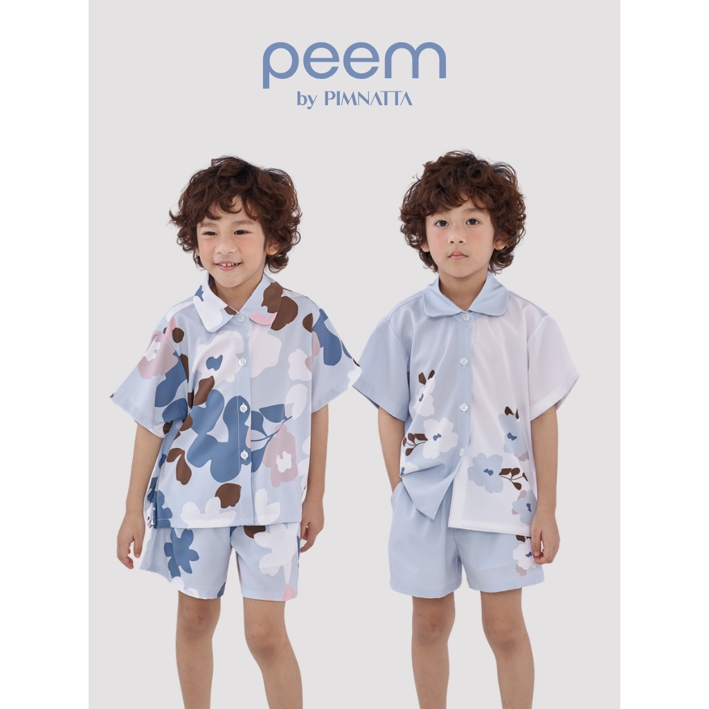 peem by pimnatta | ชุดเซ็ตเด็กชาย อายุ 1-6 ขวบ ผ้าพิมพ์ลายดอกไม้ มีชุดคู่แม่ลูก
