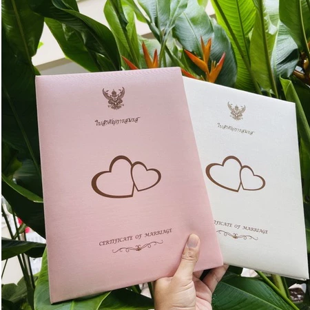 แฟ้มปกทะเบียนสมรส ลายหัวใจ ผ้าไหมญี่ปุ่น สำหรับใส่ทะเบียนสมรส 2 ใบ